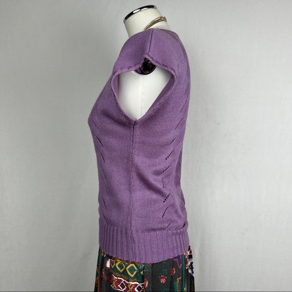 80s Purple Short Sleeve Knit Top - Picture 9 of 15